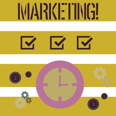 Word writing text Marketing. Business concept for Advertising Selling products from a company To promote something