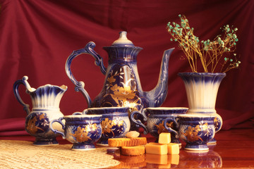 still life with teapot and cup of tea