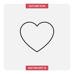 Vector design of outline icon, Heart thin lines stroke symbol for web or mobile element.