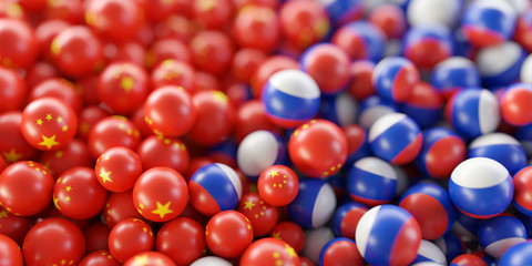 Friendly relation between China and Russia, original 3d rendering