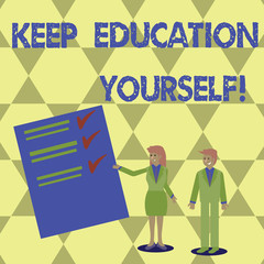 Writing note showing Keep Education Yourself. Business photo showcasing never stop learning to be better Improve encourage