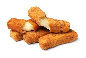 Foto op Plexiglas Pile of tasty cheese sticks isolated on white © New Africa