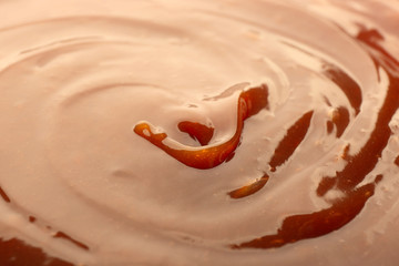 Delicious sweet caramel sauce as background, closeup