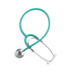 Stethoscope isolated on white, top view. Medical tool