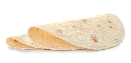 Corn tortillas on white background. Unleavened bread