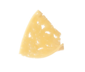 Piece of tasty cheese isolated on white