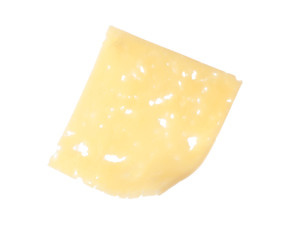 Piece of tasty cheese isolated on white