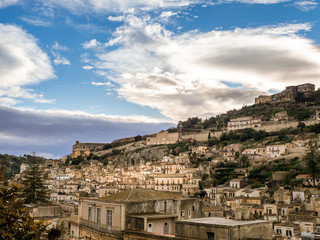 Fototapeta na wymiar View of the beautiful Old Town of Modica, Sicily (Italy)