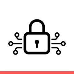 Cyber security vector icon, safety system. Simple, flat design isolated on white background for web or mobile app