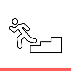 Stairs run vector icon, down symbol. Simple, flat design isolated on white background for web or mobile app