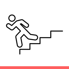 Stairs run vector icon, down symbol. Simple, flat design isolated on white background for web or mobile app