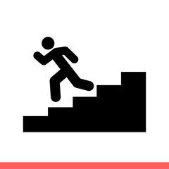 Stairs run vector icon, down symbol. Simple, flat design isolated on white background for web or mobile app
