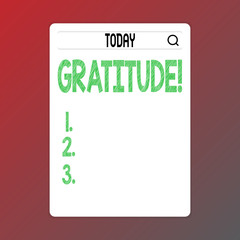 Writing note showing Gratitude. Business photo showcasing Quality of being thankful Appreciation Thankfulness Acknowledge