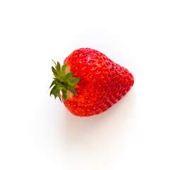 red ripe Strawberry with shadow isolated on white background