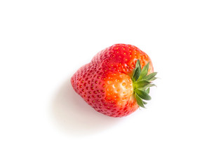 Red ripe strawberry with shadow on white background
