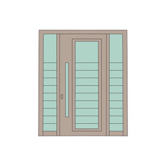 Obraz premium Drawing door of house and building with glasses in modern design.