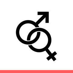 Gender vector icon, man and woman. Simple, flat design isolated on white background for web or mobile app