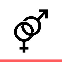 Gender vector icon, man and woman. Simple, flat design isolated on white background for web or mobile app