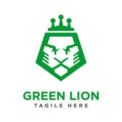 green lion head logo design