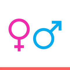 Gender vector icon, man and woman. Simple, flat design isolated on white background for web or mobile app