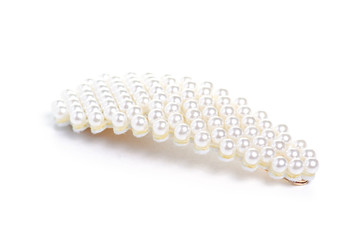 Pearl hair clip beauty trendy accessories on white background isolation