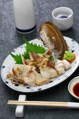 pacific razor clam sashimi, japanese cuisine