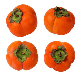 Fresh persimmon isolated on white background with clipping path
