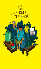 kerala tea shop illustrations vector