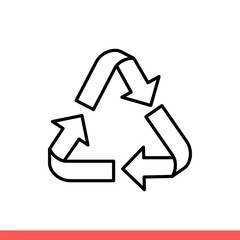 Recycle vector icon, symbol. Simple, flat design isolated on white background for web or mobile app