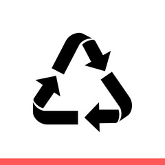 Recycle vector icon, symbol. Simple, flat design isolated on white background for web or mobile app