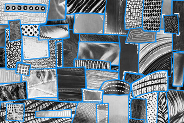 Creative art mood board. Handmade modern collage made of magazines and monochrome paper cut...