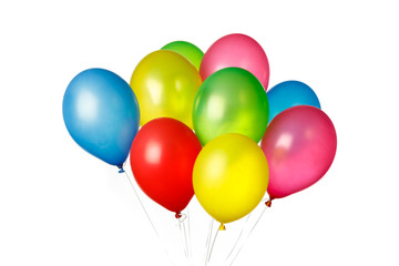 Fototapeta na wymiar multicolor air balloons bunch on white background