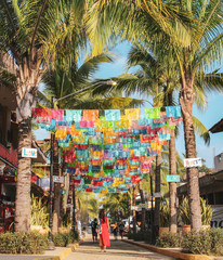 Colorful street of Sayulita, Nayarit, Mexico - obrazy, fototapety, plakaty