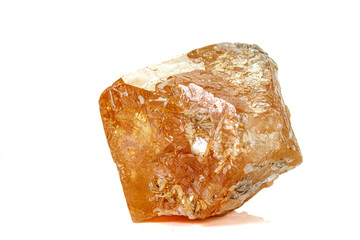 Macro stone Scheelite mineral on white background
