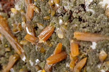 Macro stone Mimetite mineral on white background
