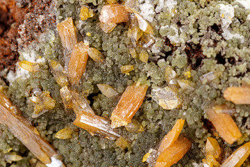 Macro stone Mimetite mineral on white background