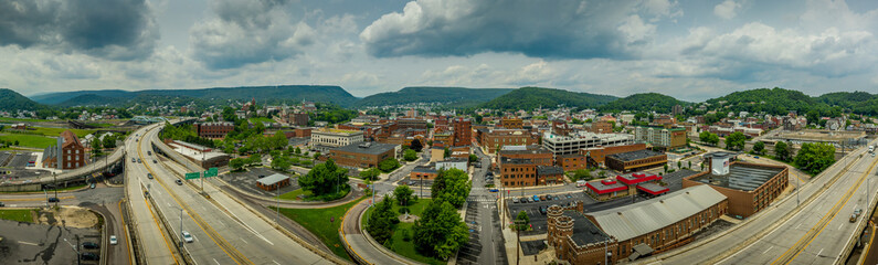 Fototapeta na wymiar Aerial view of Cumberland Maryland in Allegany County along the Potomac river