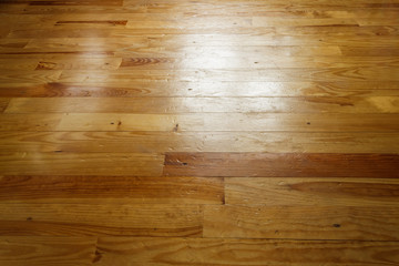 Wooden floor pine wood parquet. Perspective. Background