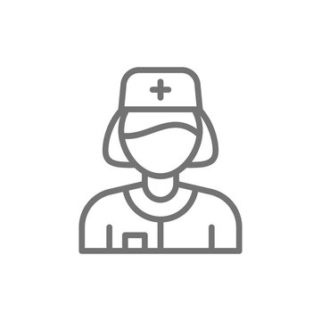 Nurse, health worker line icon.