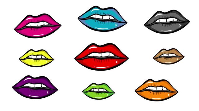 Colorful lips on white isolate