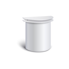 Blank information desk or exhibition promo counter 3d mockup vector illustration.