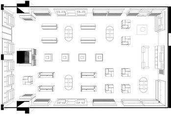 shopping mall, contour visualization, 3D illustration, sketch, outline