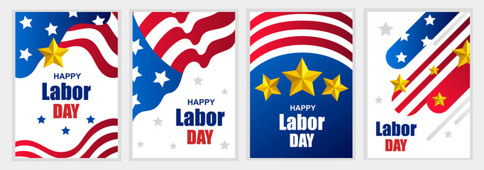 American Labor Day. Set of vector templates for banners, flyers, advertising, sales, cards. Isolated. EPS 10