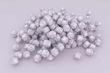 Decorative, illustrations typography, bunch of number character symbol or sign, for design texture background. 3D render.