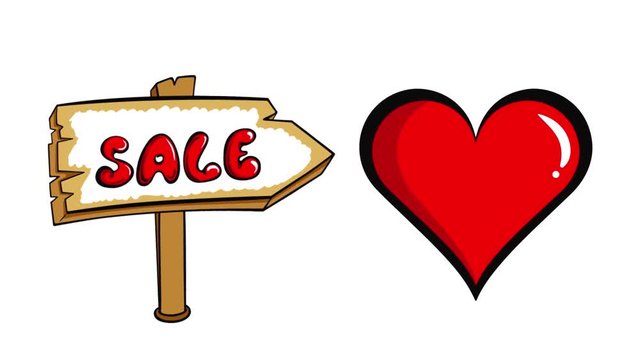 Heart beat and sale sign