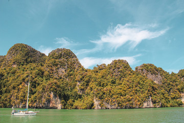 Rock and island formations in Gulf of Thailand