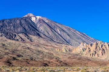 The top of Teide volcano against the sky