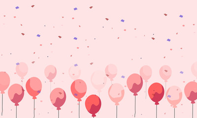 Celebration background. Pink balloons floating in the air for party and festival.