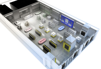 interior, exhibition hall, 3D illustration