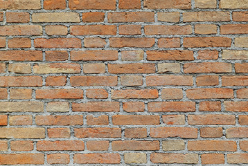 wall made with red bricks and mortar